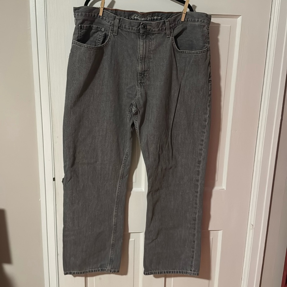 Eddie Bauer Men's Gray Wash 38 X 30 Denim Jeans Relaxed Fit